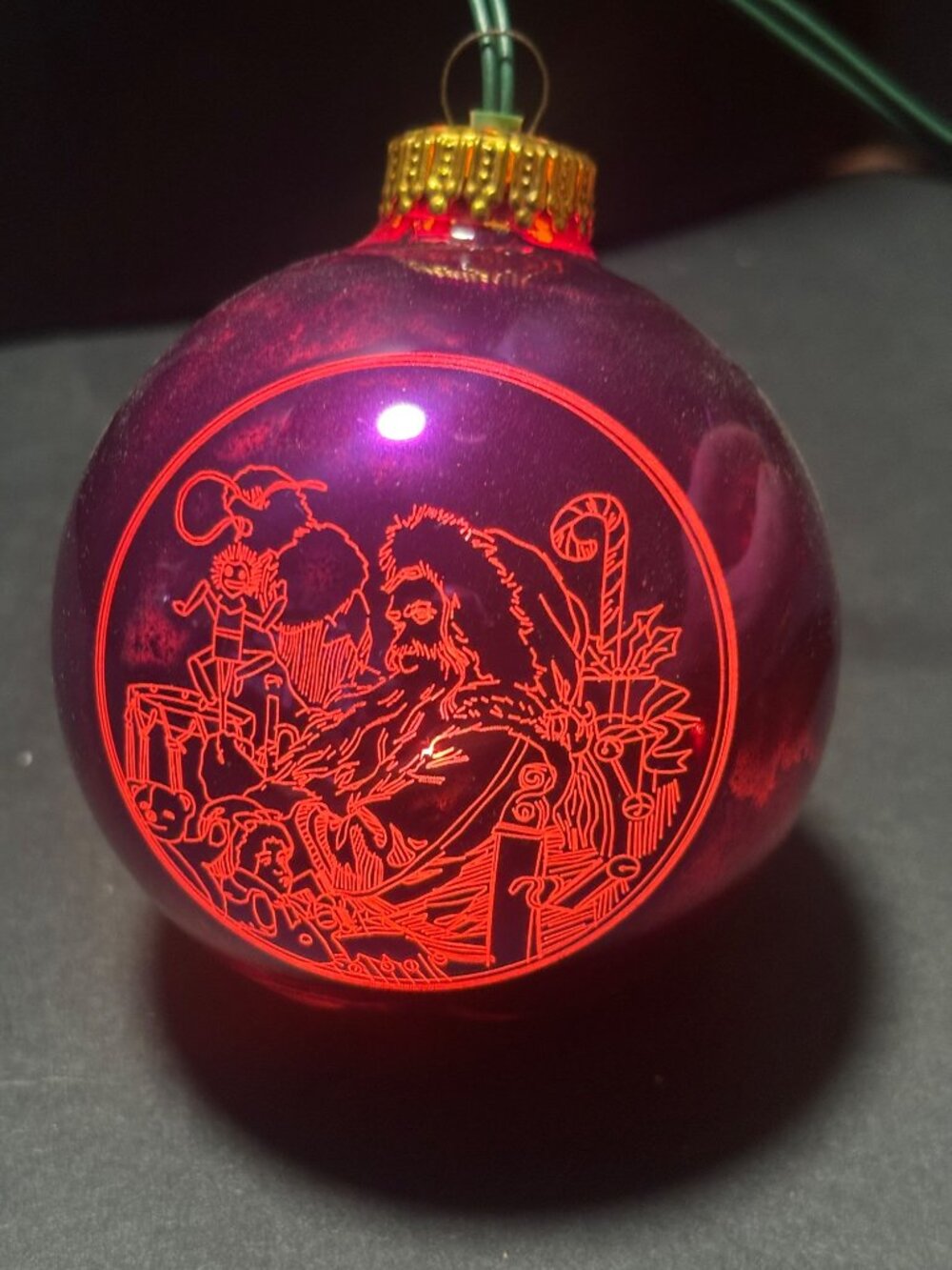 Luminetch VTG 1993 Limited Edition Glass Lighted Christmas Ornament Santa